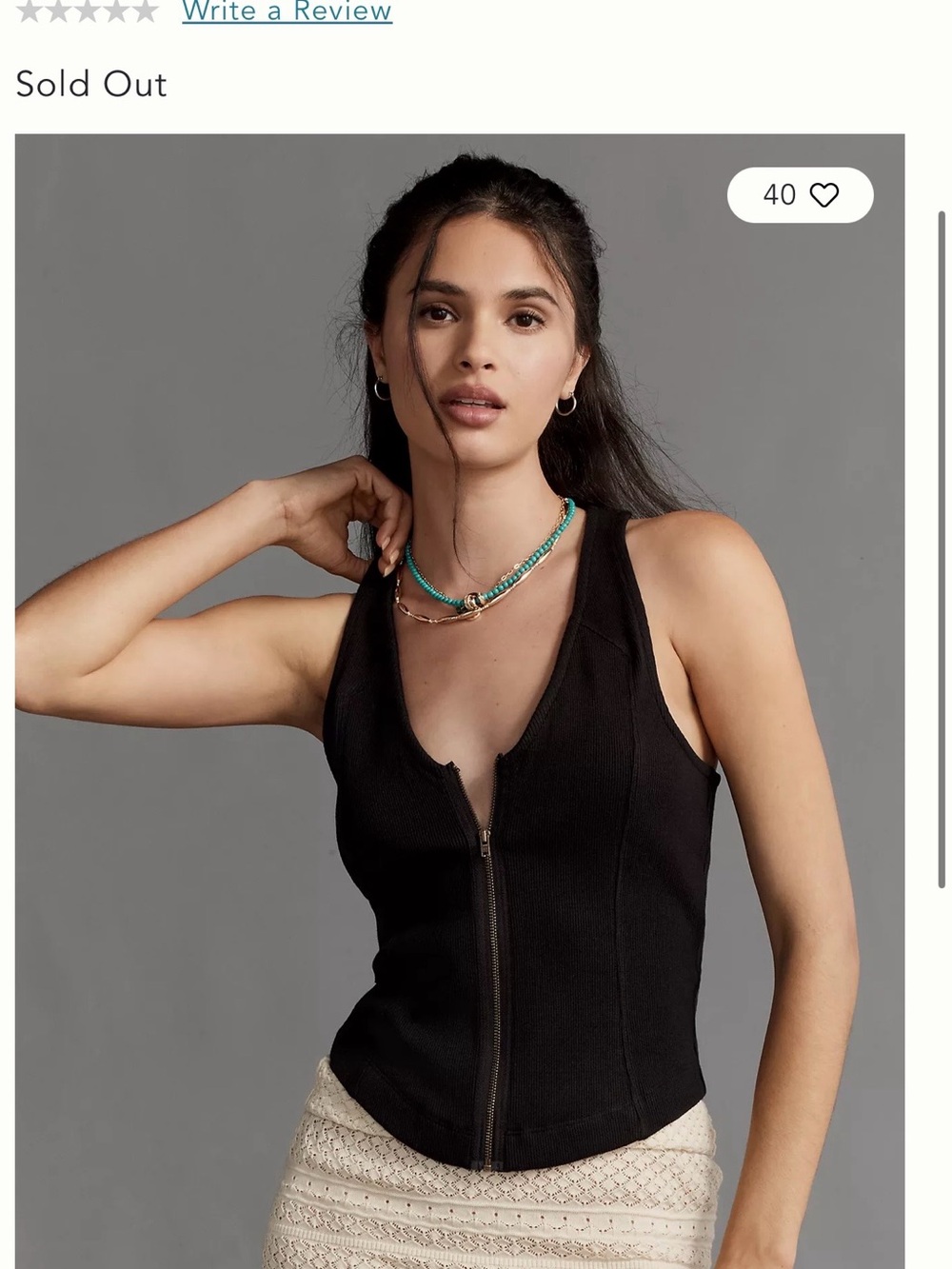 By Anthropologie Ribbed Seamed
Deep-V Neck Tank Top-Sz XS